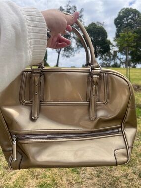 Calvin Klein Metallic Gold Patent Dome Satchel